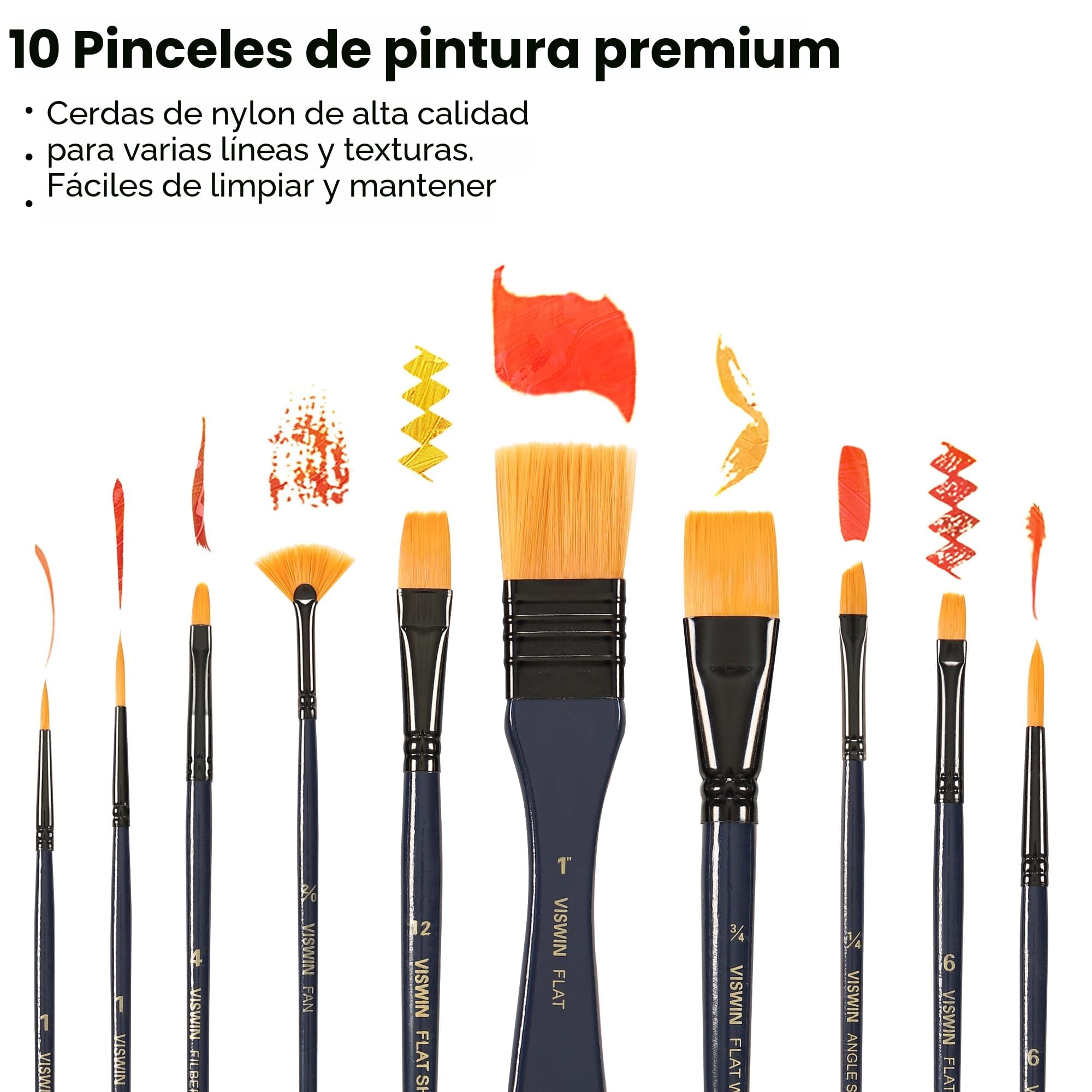 VISWIN Kit de Pintura Acrílica Deluxe con Caballete de Mesa, Set Completo de 74 Piezas con 48 Acrílicos, Lienzos y Pinceles, Kit Profesional para Adultos, Artistas, Niños
