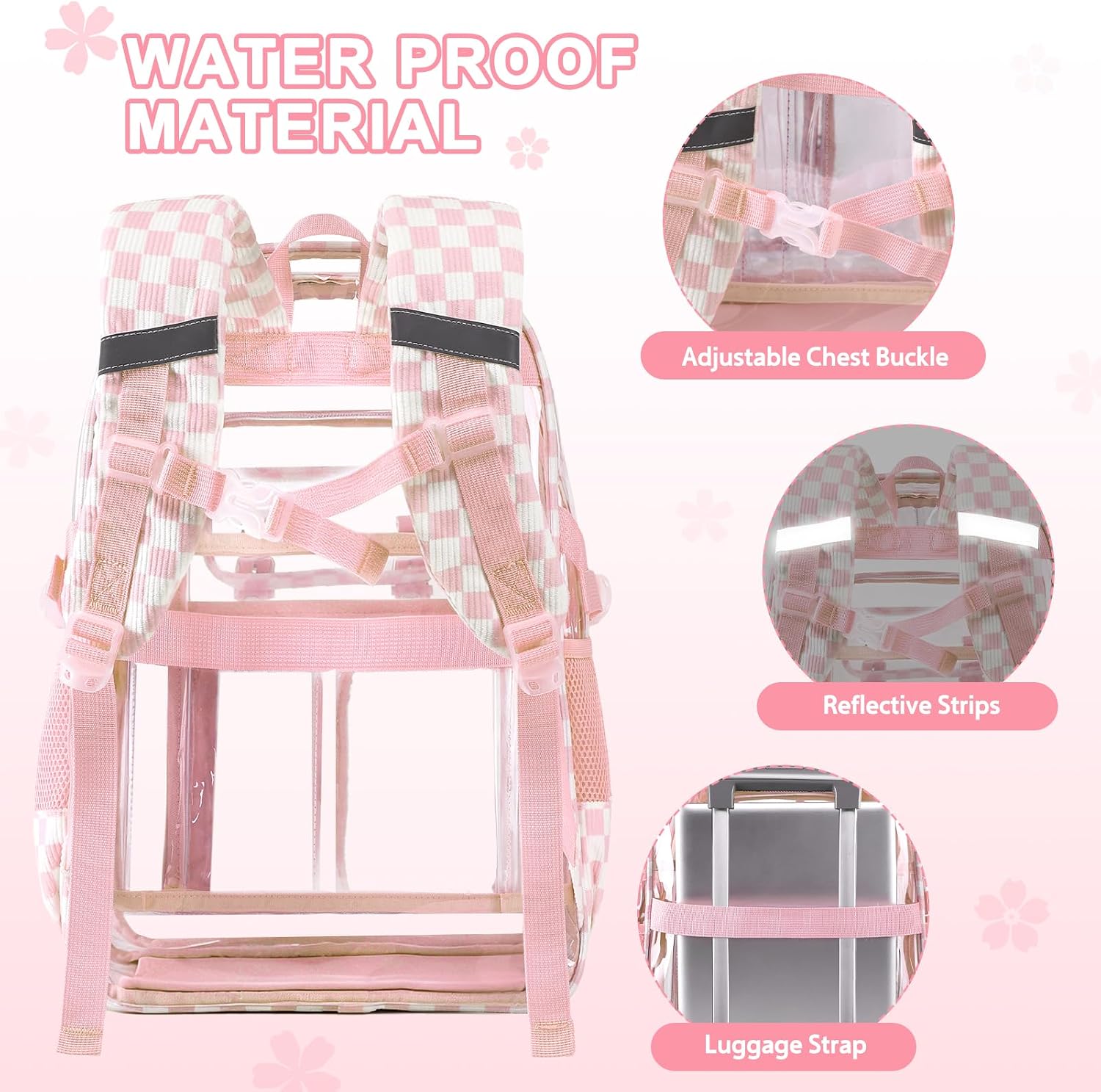 3pcs Corduroy Clear Backpack Girls Lunch