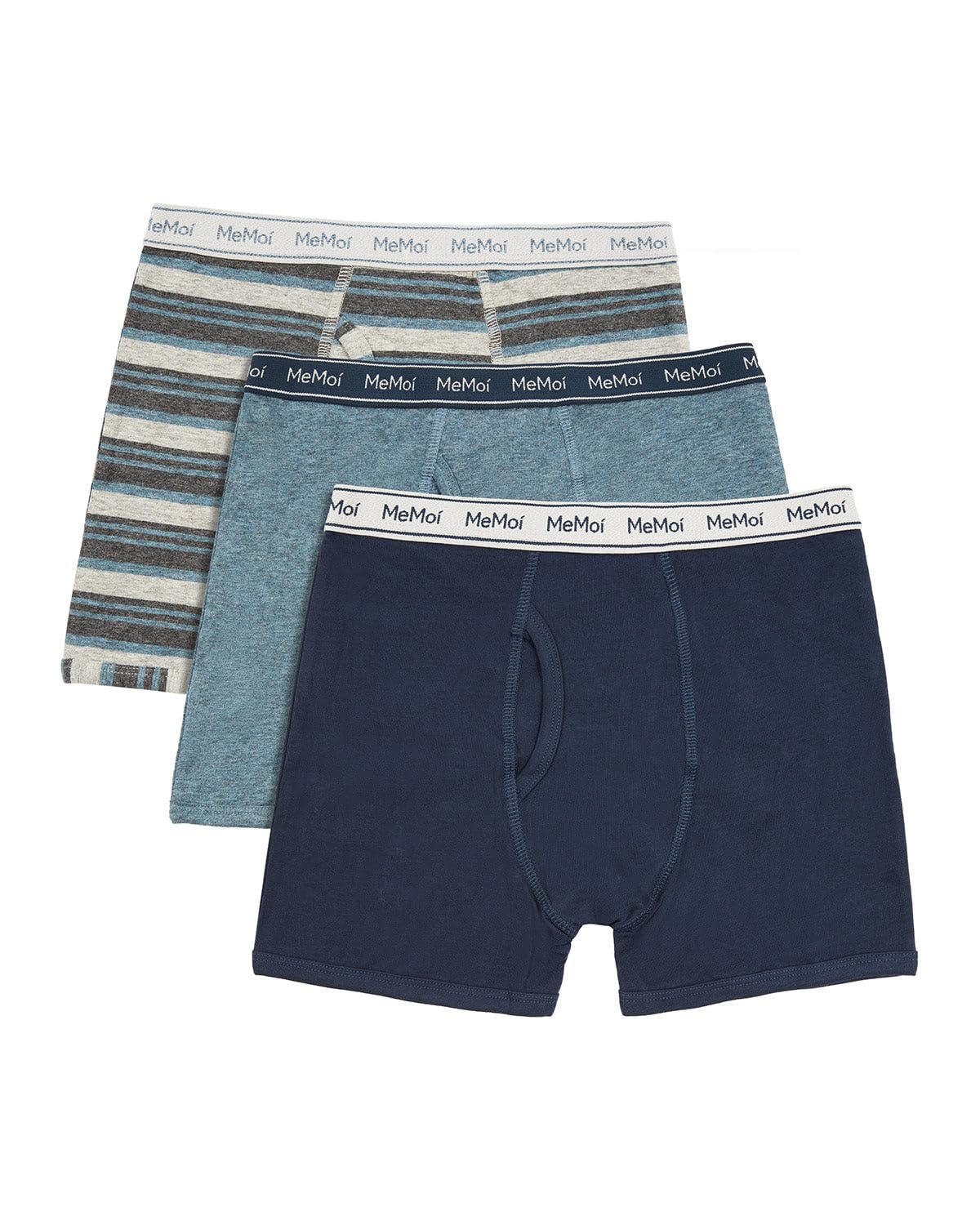MeMoi Boys Boxer Briefs 3-Pack Boys Underwear Mid Rise Boxer Tag Free Toddler to Early Teen Black-Gray Heather-Dark