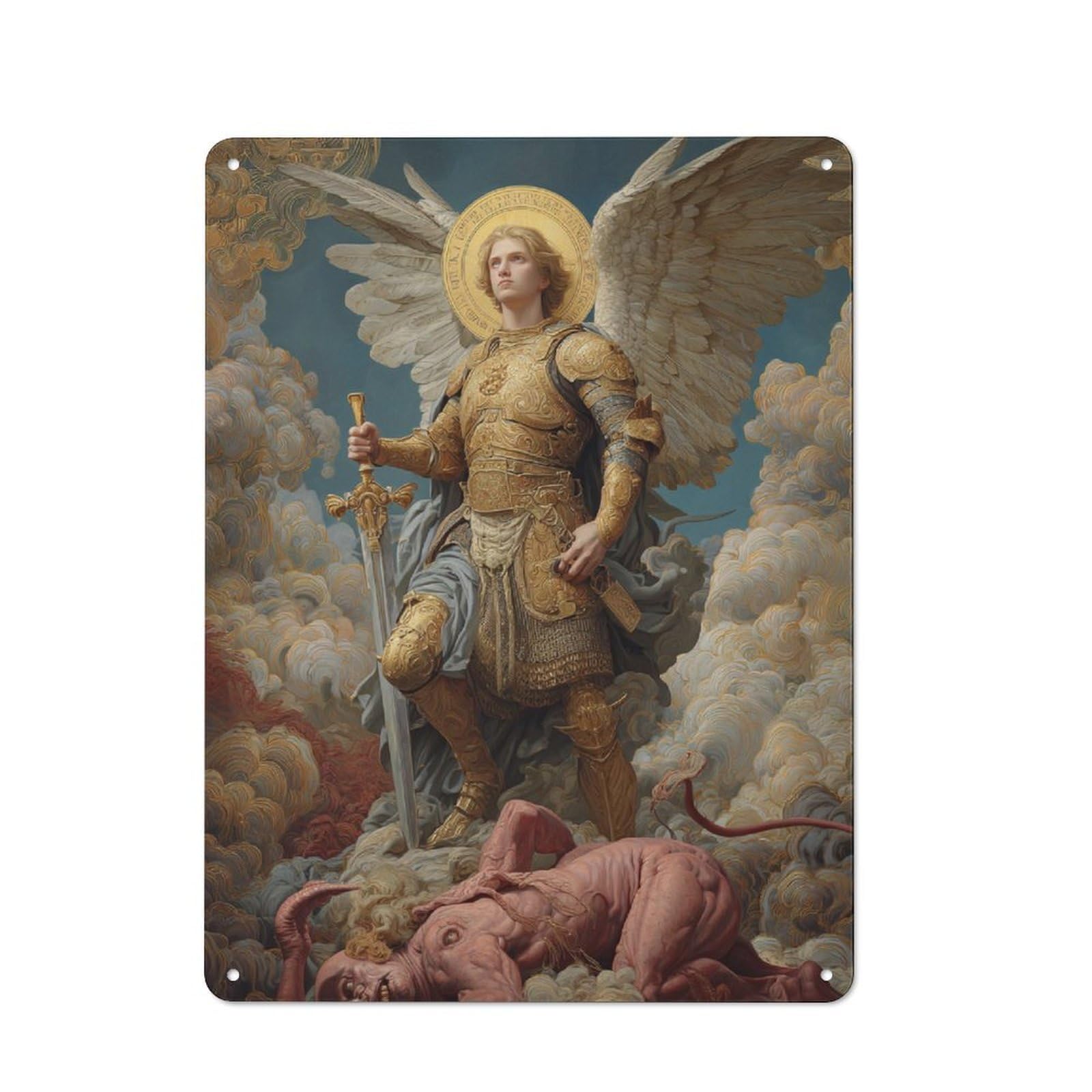 Junmoney Angel's Triumph Over Evil Industrial-Style Metal Plaque 40X30cm For Hallway Wall, A Winter Wall Decor Update For Hallway Decor Lovers
