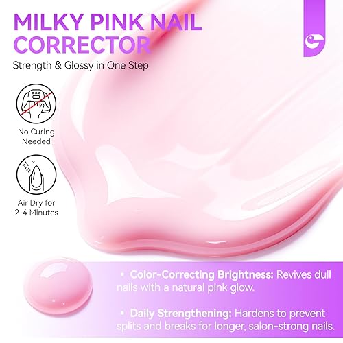 Miniatura 5 de Gelike EC Fortalecedor de uñas y esmalte de crecimiento Proteína rosa lechosa y enriquecida con vitaminas Reparación de endurecedor de secado rápido