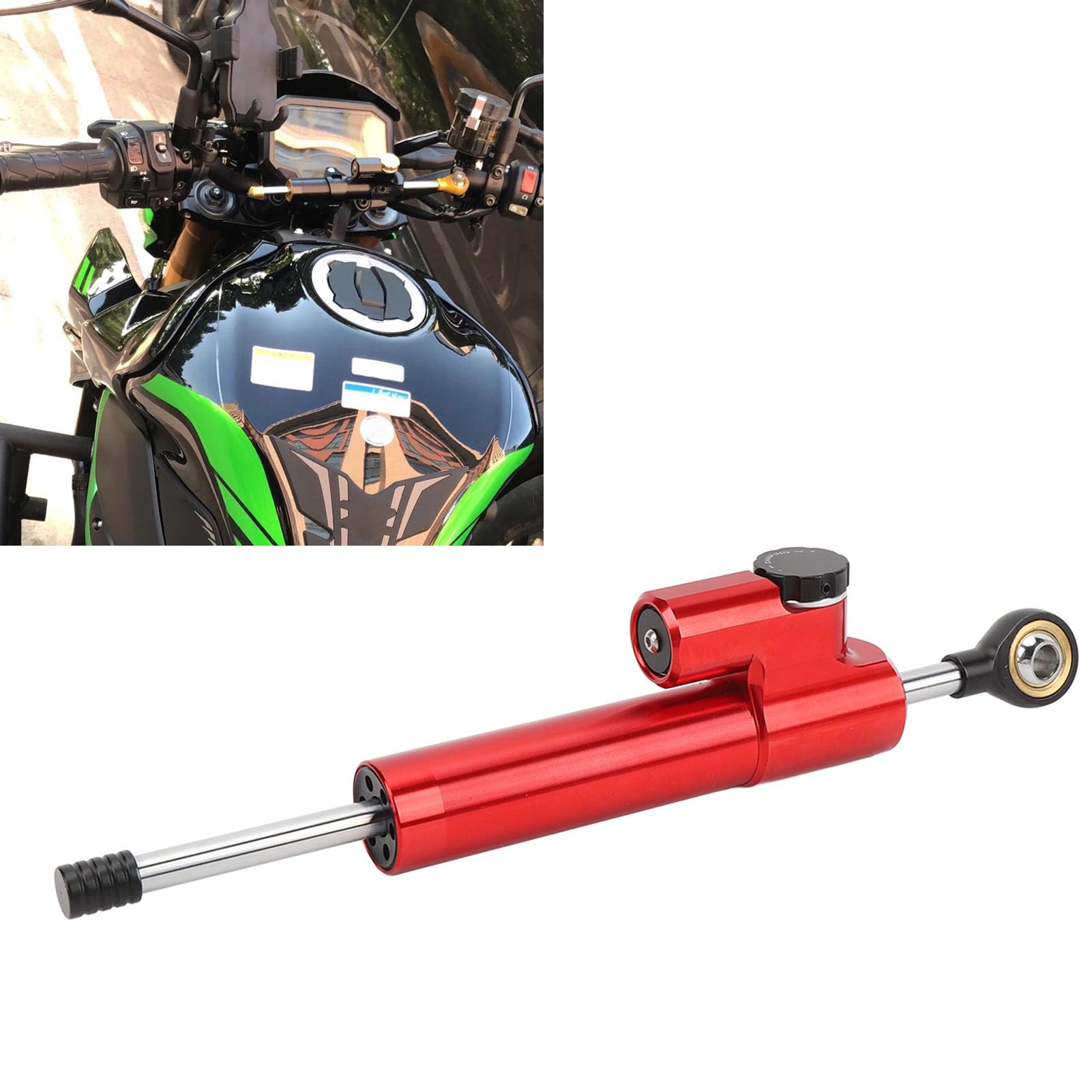 Aramox Amortisseur de Direction Réglable, Augmenter la stabilité Anti oscillation pour les Motos en Alliage D'aluminium 6061 avec 24 Niveaux D'amortissement (rouge)