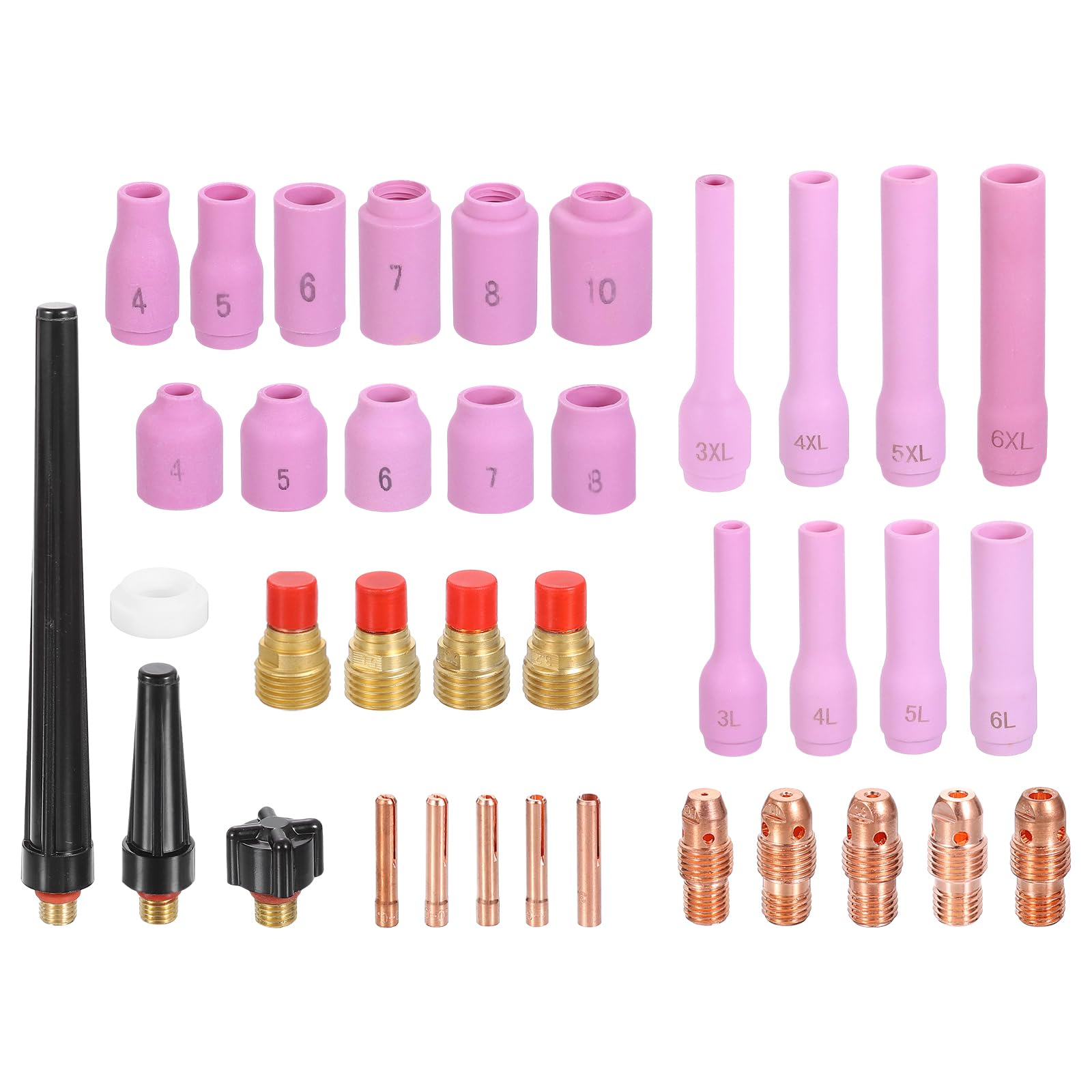 HARFINGTON Kit de 42 antorchas Tig para WP-9, WP-20, WP-25 con antorcha de soldadura TIG, conector de soporte de electrodo de tungsteno, boquilla de cerámica para equipos relacionados con soldadura