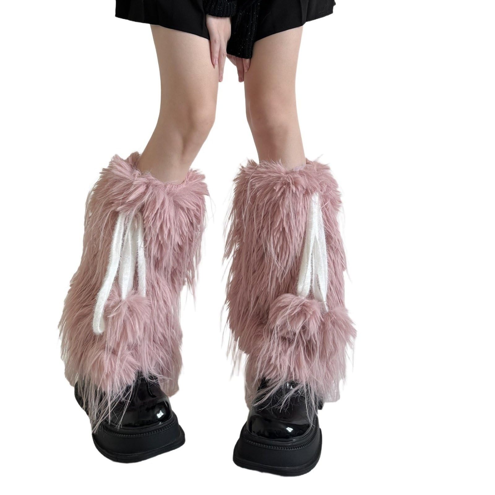Y2K Furry Leg Warmers for Women Fall Winter Cute Soft Fluffy Knee Socks Accessories