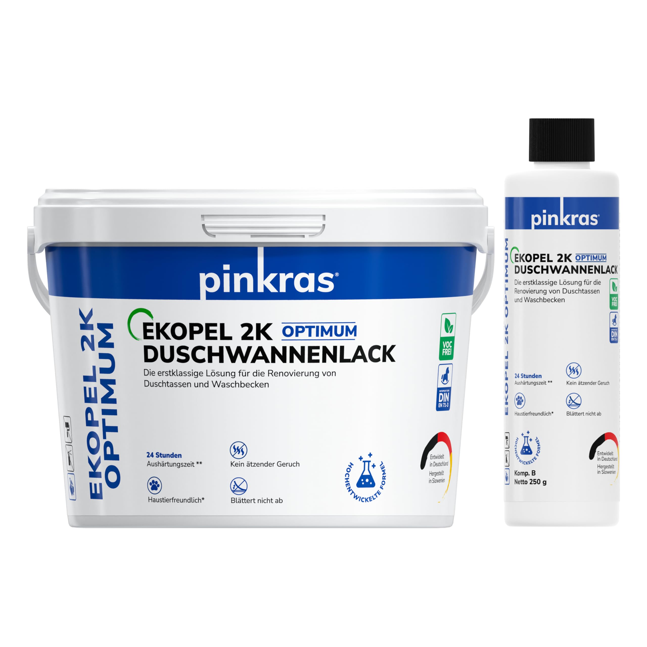 Ekopel Ral9003 2K-Optimum Bathtub Epoxy Paint – Odourless Resurfacing Coating For Bath Surfaces, 24-Hour Curing, White Gloss, No Voc