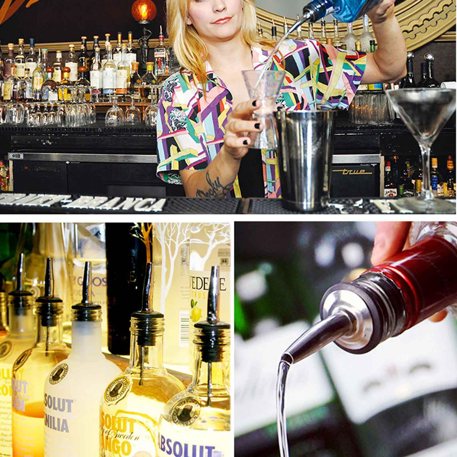 15 piezas de acero inoxidable vertedor de botellas de flujo libre, vertedor de licor, botella de licor de licor, vertedor de velocidad, boquilla cónica para botellas de aceite de oliva, café,