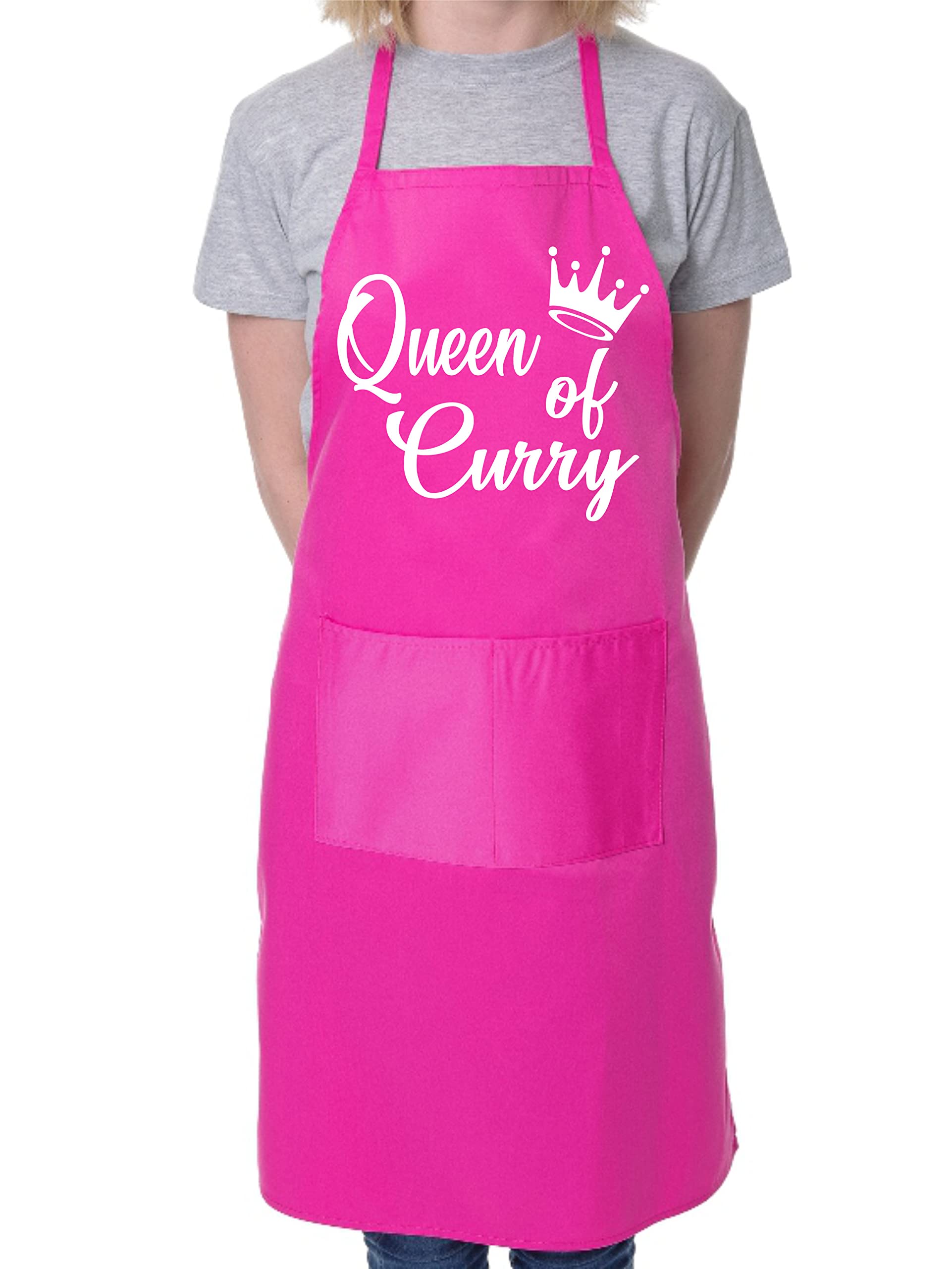 Print4u Unisex Pink Queen Of Curry Ladies Funny Slogan Novelty Cooking Bbq Apron
