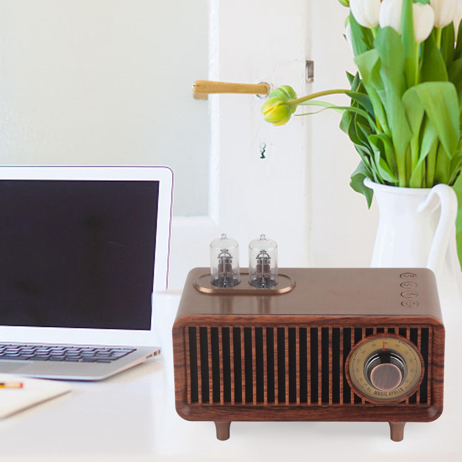 Altoparlante Bluetooth retrò, altoparlante portatile Bluetooth vintage, a bassa latenza USB, altoparlante Bluetooth retrò con radio, per cucina, camera da letto, scrivania, mensola, feste