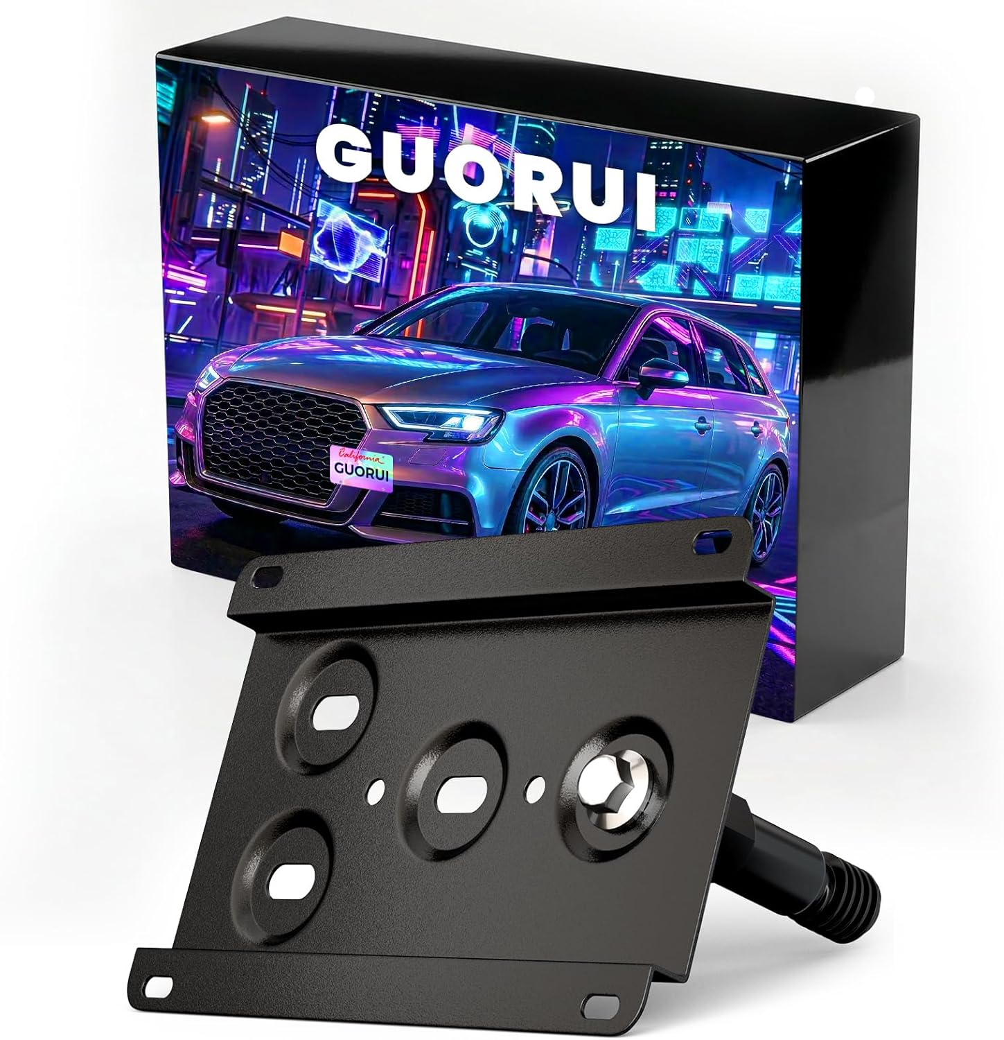Durable Front License Plate Holder Compatible with Audi A3 / S3 / RS3 2015-2020 No Drill Tow Hook License Plate Bracket, Heavy Duty Car Number Frame with Anti-Theft Mounting Screws