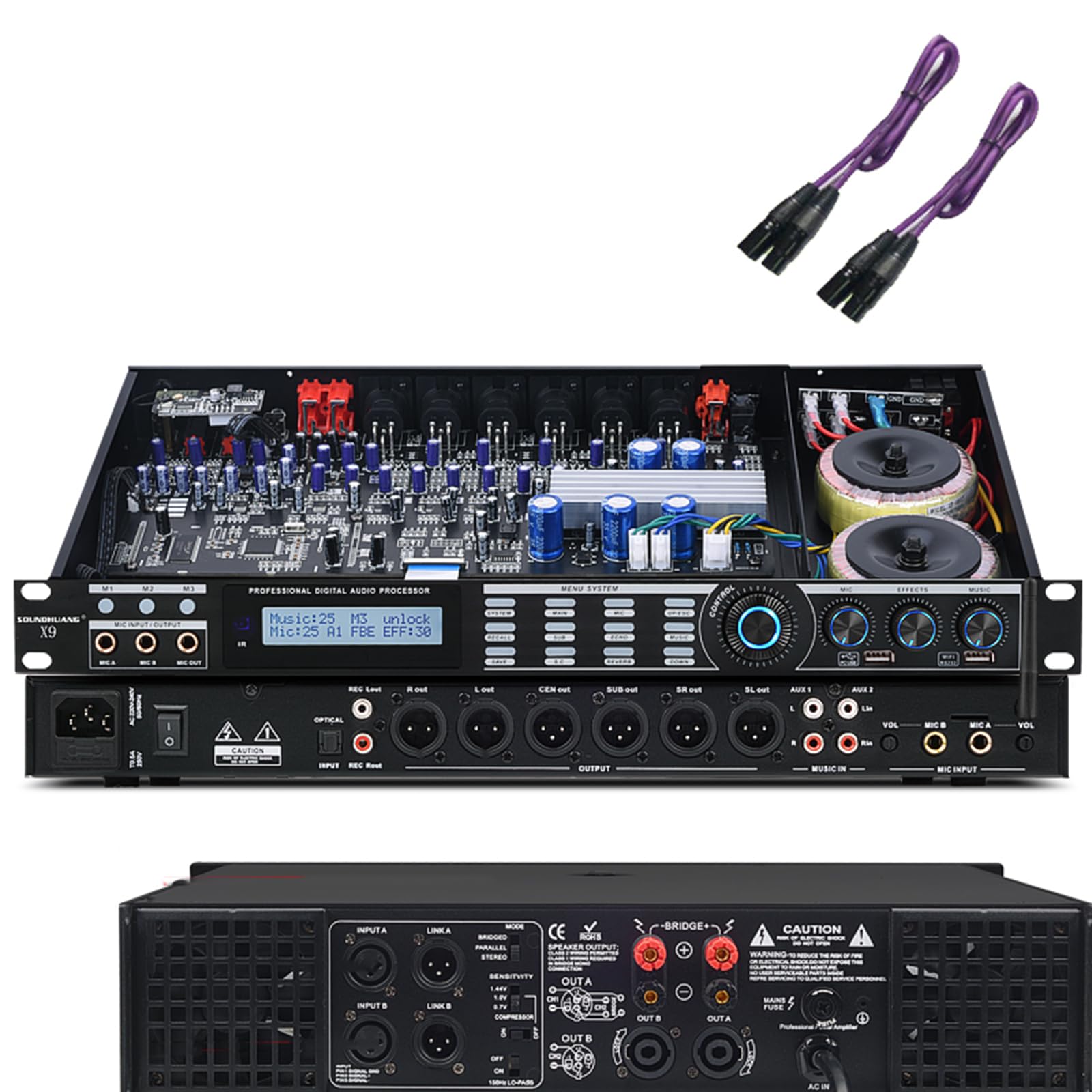 Processore audio anti-ulula, effetti professionali KTV digitale pre-stadio, modalità riverbero, controllo del telefono cellulare, per musicisti appassionati di audio