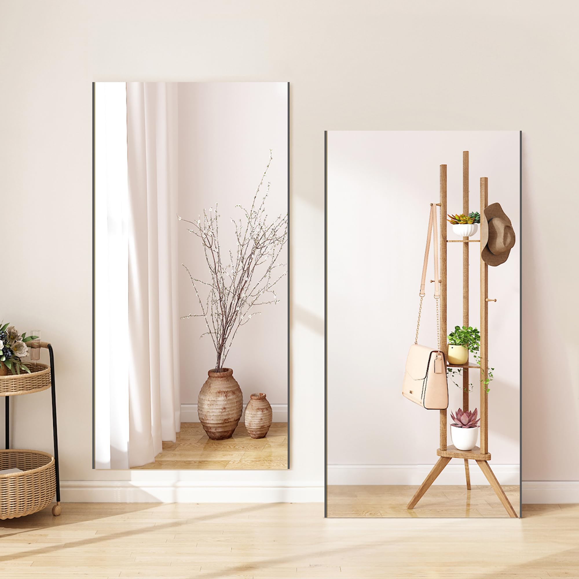 全身鏡 韓国風 クマ 可愛い 160x60 ビロードフレーム 深茶色 2207 全身