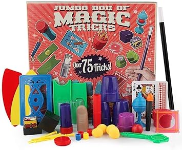 FI - FLICK IN Jumbo Box of Magic Tricks for Kids & Adults, Magic Box Gift for Kids, 75 Magic Tricks Kit, Magic Set Magician Game Indoor Game for Kids (Multicolor)
