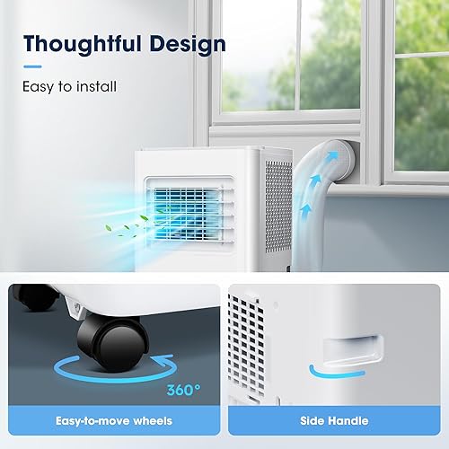 Miniatura 8 de 8000BTU - Aire acondicionado portátil inteligente con aplicación y control remoto, refrigeración 3 en 1, deshumidificador, ventilador para