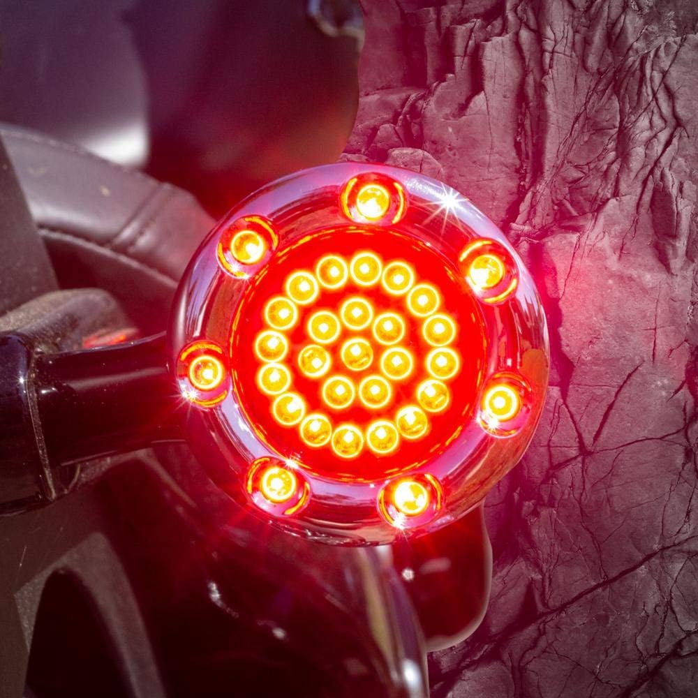 Eagle Lights 2 Inch Bullet Rear Infinity Beam LED Turn Signals with LED Ring Covers for Harley Davidson - Chrome Covers / 1156 Base