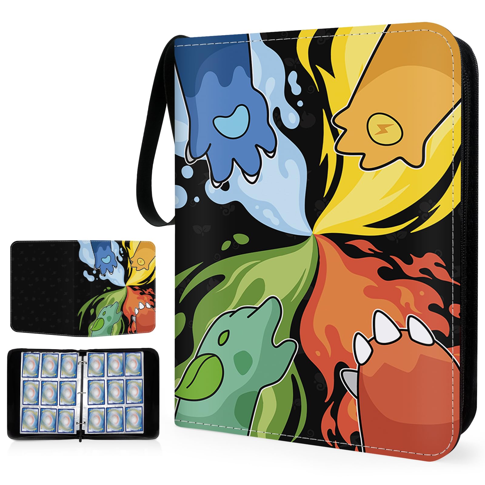 SALUOKE Card Binder 900 Pockets, 9 Pocket Trading Card Binder, Card Folder with Carry Handle, Collector Card Album Holder with 50 Removable Sleeves for Girls & Boys (9p Black) — image 1