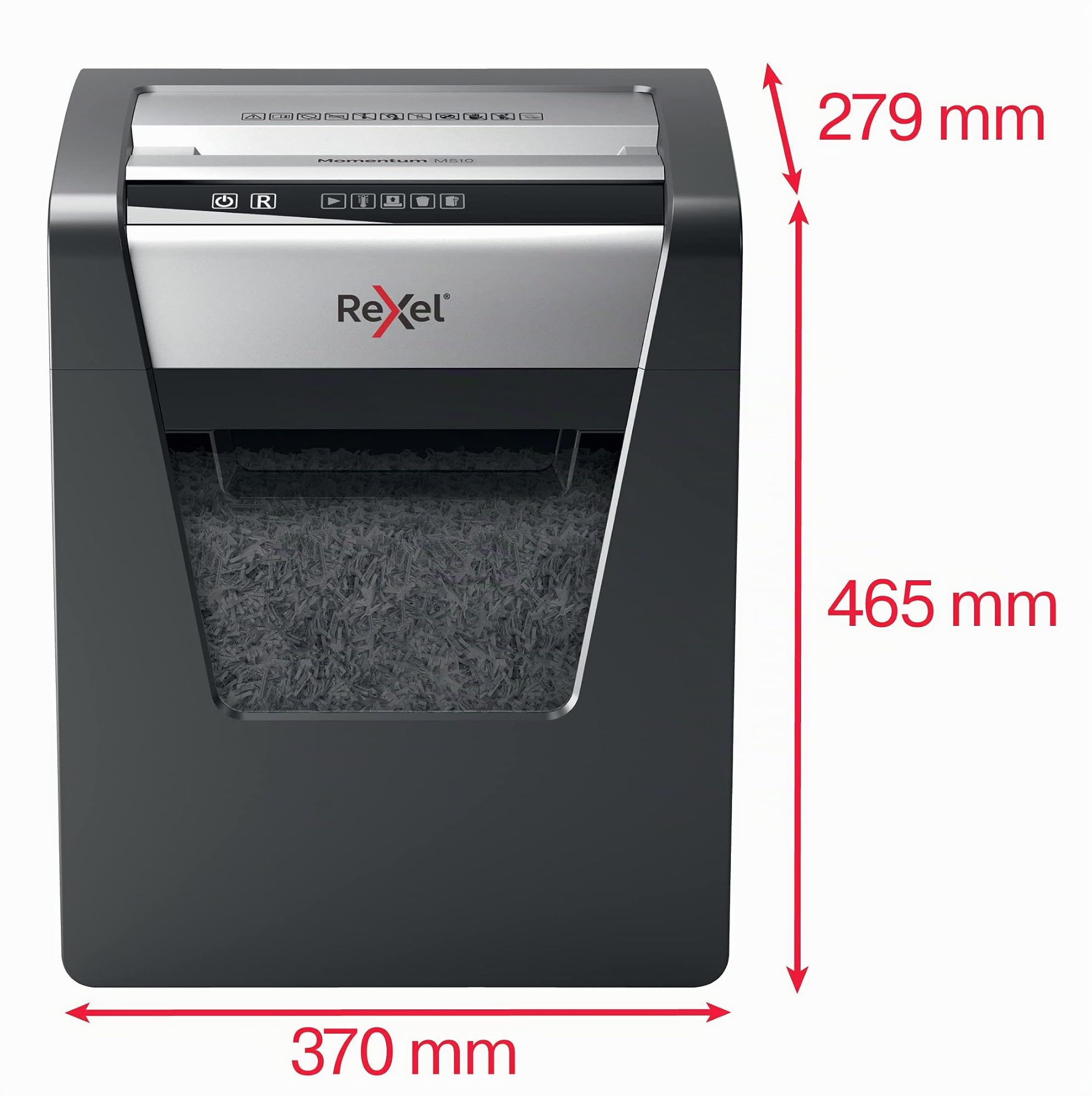 REXEL Momentum M510, Distruggidocumenti Manuale, 11-10 Fogli A4 (70-80 gr/mq), Taglio Micro, Livello di sicurezza P-5, per Uso Personale/Piccoli Uffici, Capacità 23 Litri, 2104575EU