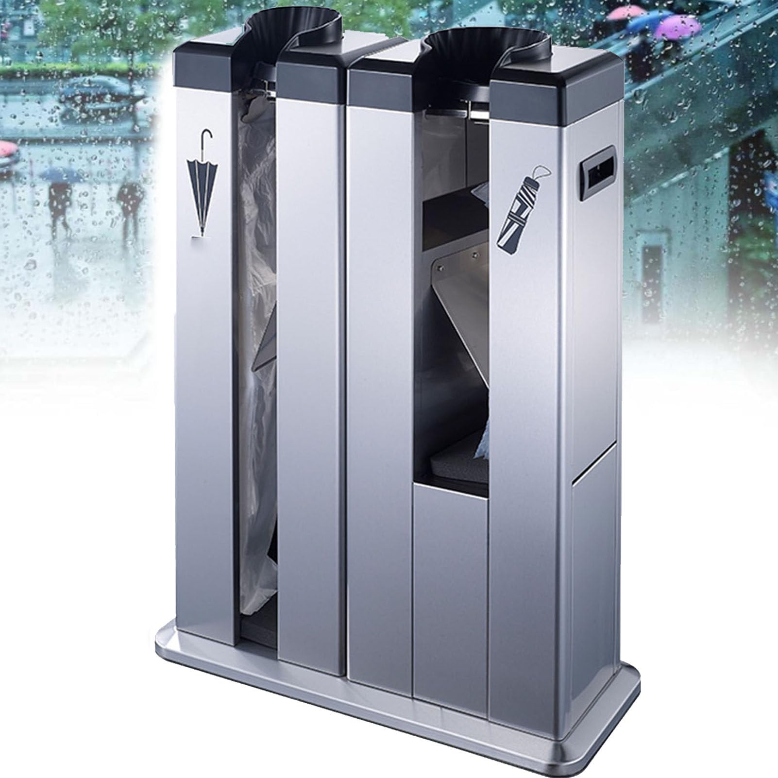 LJYKBFL Automatic Wet Umbrella Wrapping Machine with Bags Dispenser, Double Slots for Efficient Use, Includes Bags for Convenience, Ideal for Hotels and Banks Entryway