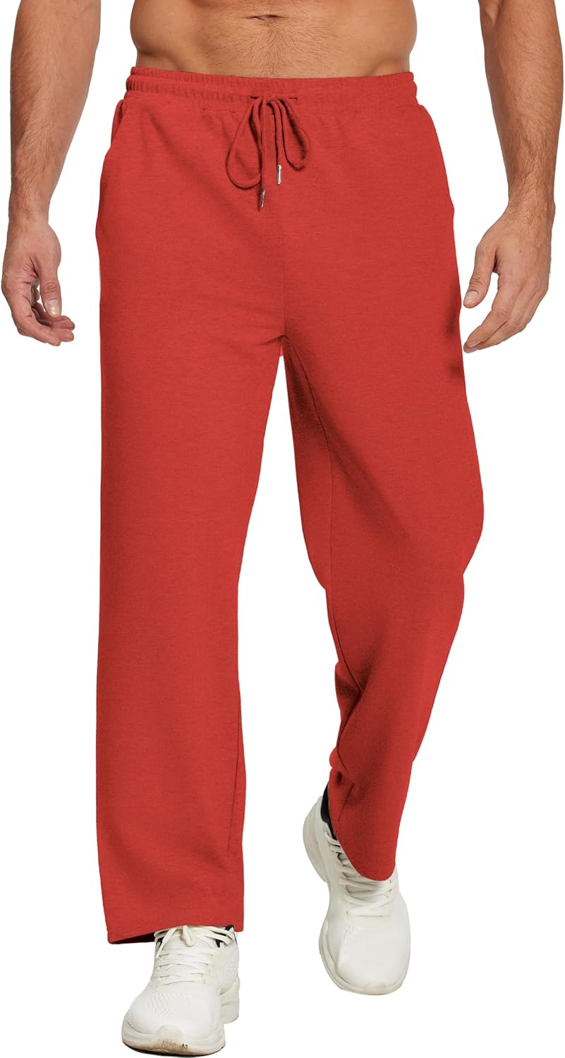 Deyeek Men's Lightweight Sweatpants Open Bottom Sweat Pants for Men Straight Leg Gym Sweatpants Lounge Pants with Pockets - Image 5