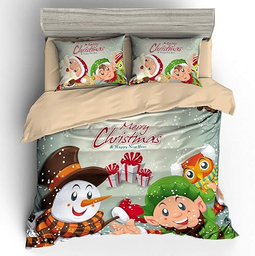Miniatura 9 de Juego de funda de edredón, funda de edredón de Navidad 3D, ropa de cama de primavera y verano, traje de cuatro piezas, para estudiantes, Papá Noel,