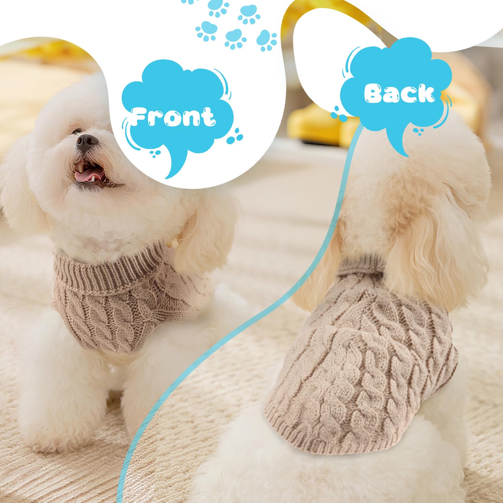 2 Pack Dog Jumpers Knitted Turtleneck, Warm Winter Dachshund Jumper Cute - Image 2