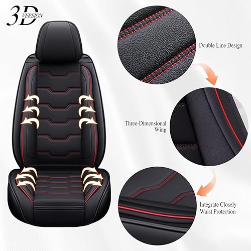 Miniatura 5 de DISUTOGO Juego completo de fundas de asiento de automóvil para Dodge Charger 2007-2023, impermeable, de piel sintética, compatible con bolsa de aire