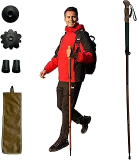 Trekking Pole - 1pc Pack Sassafras Wood Adjustable&Detachable Hiking or Walking Stick