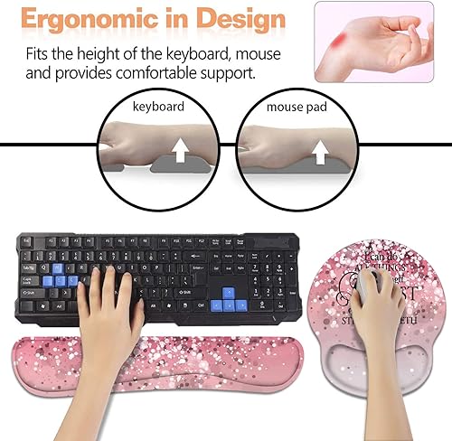 Miniatura 3 de Reposamuñecas para teclado + alfombrilla para mouse con posavasos, base de poliuretano antideslizante, alfombrilla ergonómica para mouse para el