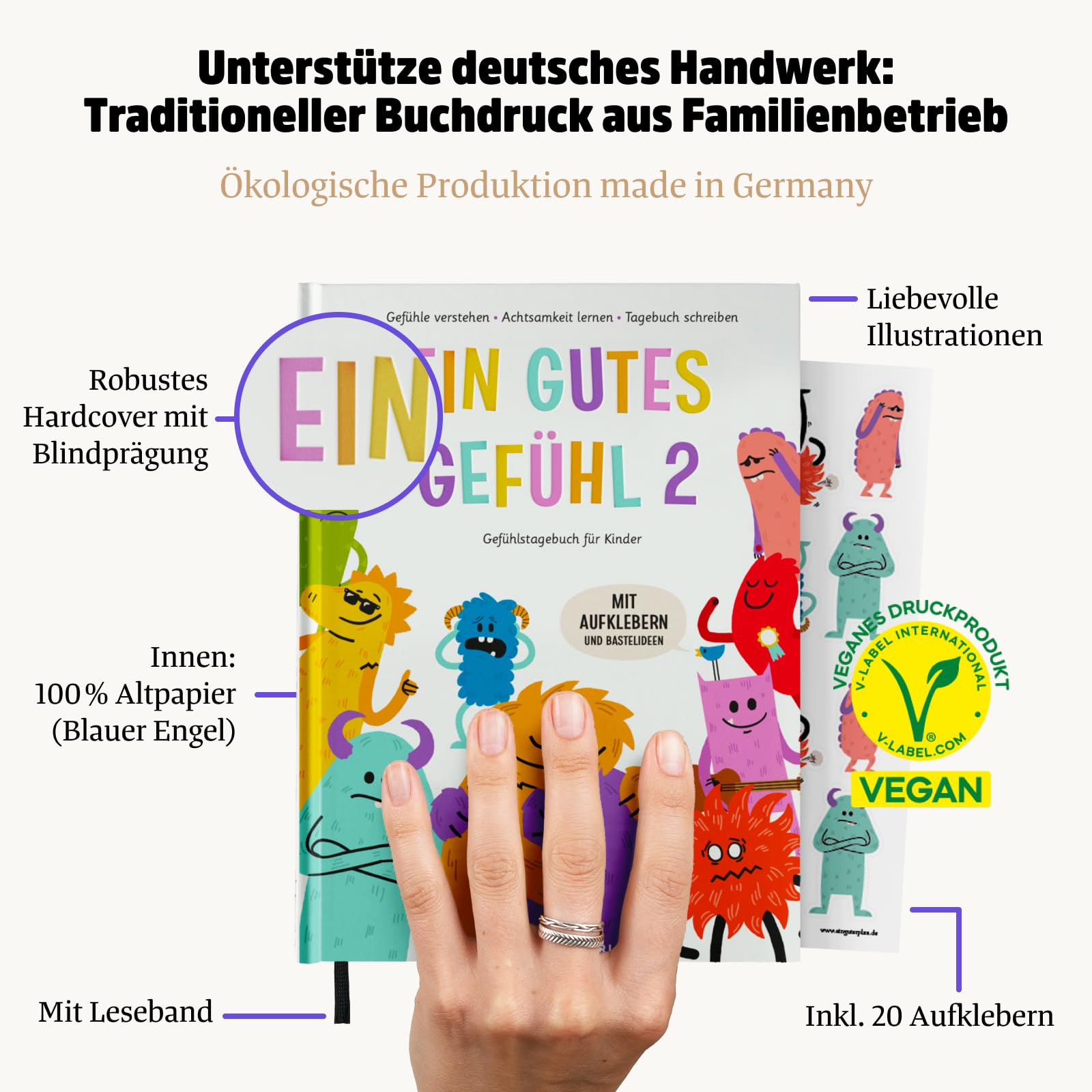 Ein gutes Gefühl 2 – Gefühlstagebuch für Kinder von 7 bis 12 Jahren (Teil 2) – Emotionen verstehen, Dankbarkeit erlernen und Selbstliebe üben – 10 neue Gefühle und Rätsel – Mit Sticker und Poster