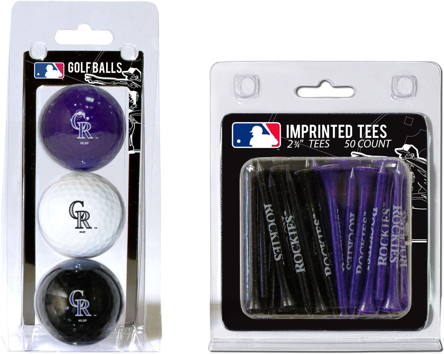 Team Golf MLB Logo Imprinted Golf Balls (3 Count) & 2-3/4" Regulation Golf Tees (50 Count), Multi Colored