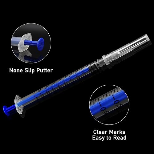 Miniatura 3 de Jeringas de 1 ccml con aguja de 27 Ga de 0.5 pulgadas desechables cada una envuelta individualmente, paquete de 100 unidades (0.0fl oz-27G-100