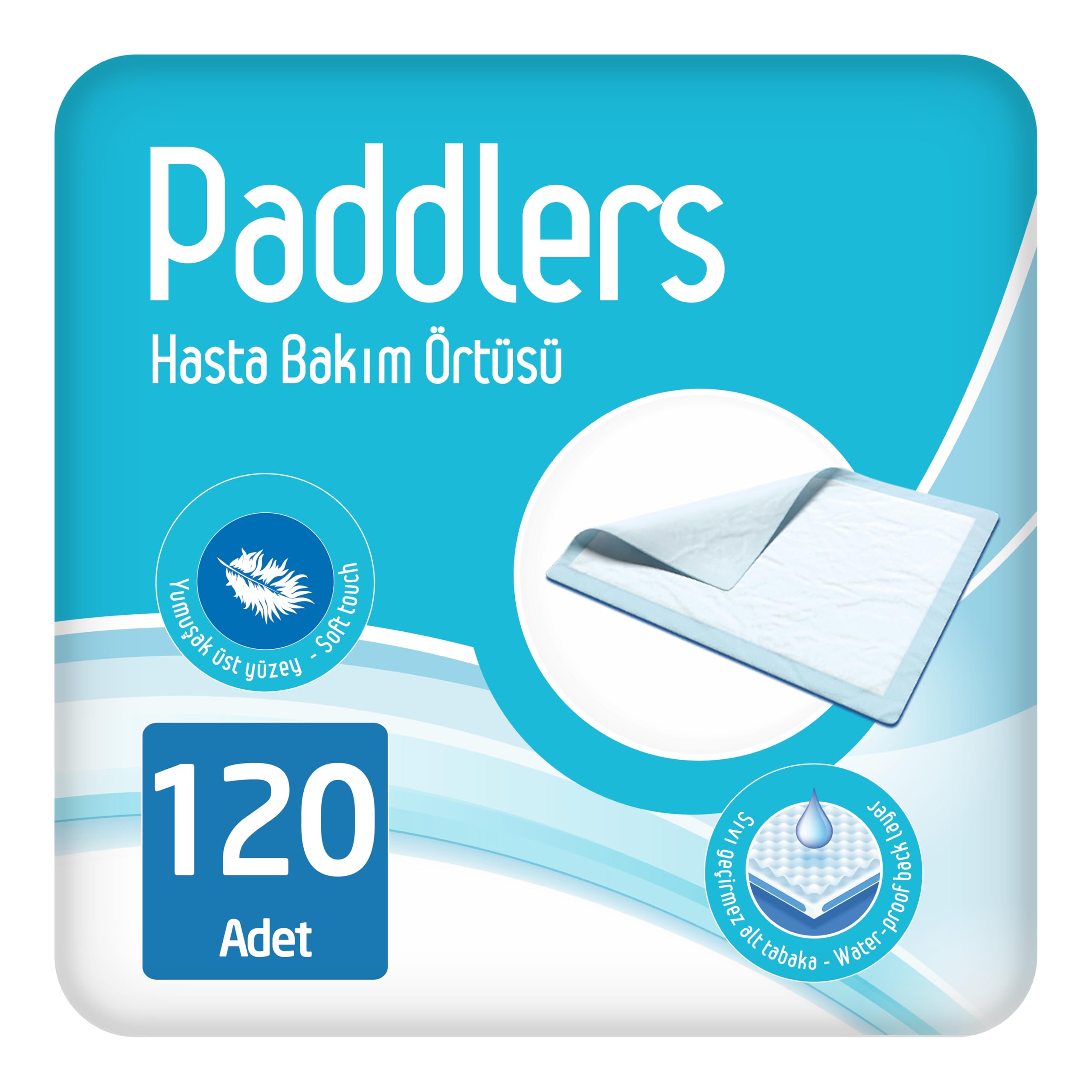 Paddlers Hasta Bakım Yatak Koruyucu Örtü 60x90 cm 120 Adet – Emici, Sıvı Geçirmez