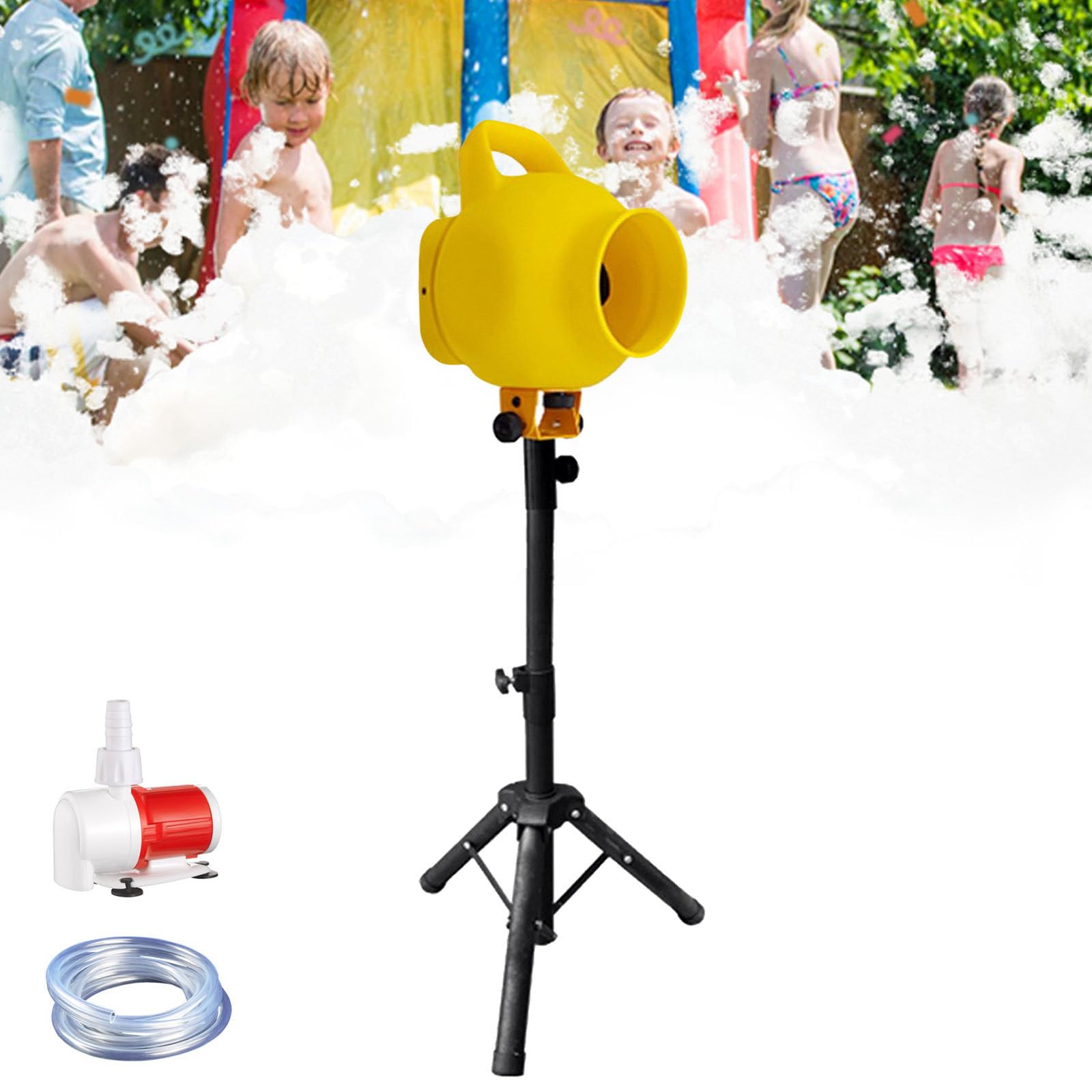 Máquina De Espuma Comercial Con Soporte De Piso - Alto Rendimiento 11,36 L/min, Alcance De Rociado 5-7M, 64dB Silencioso, Cañón De Espuma Para Fiestas En La Piscina/Eventos Al Aire Libre Yellow