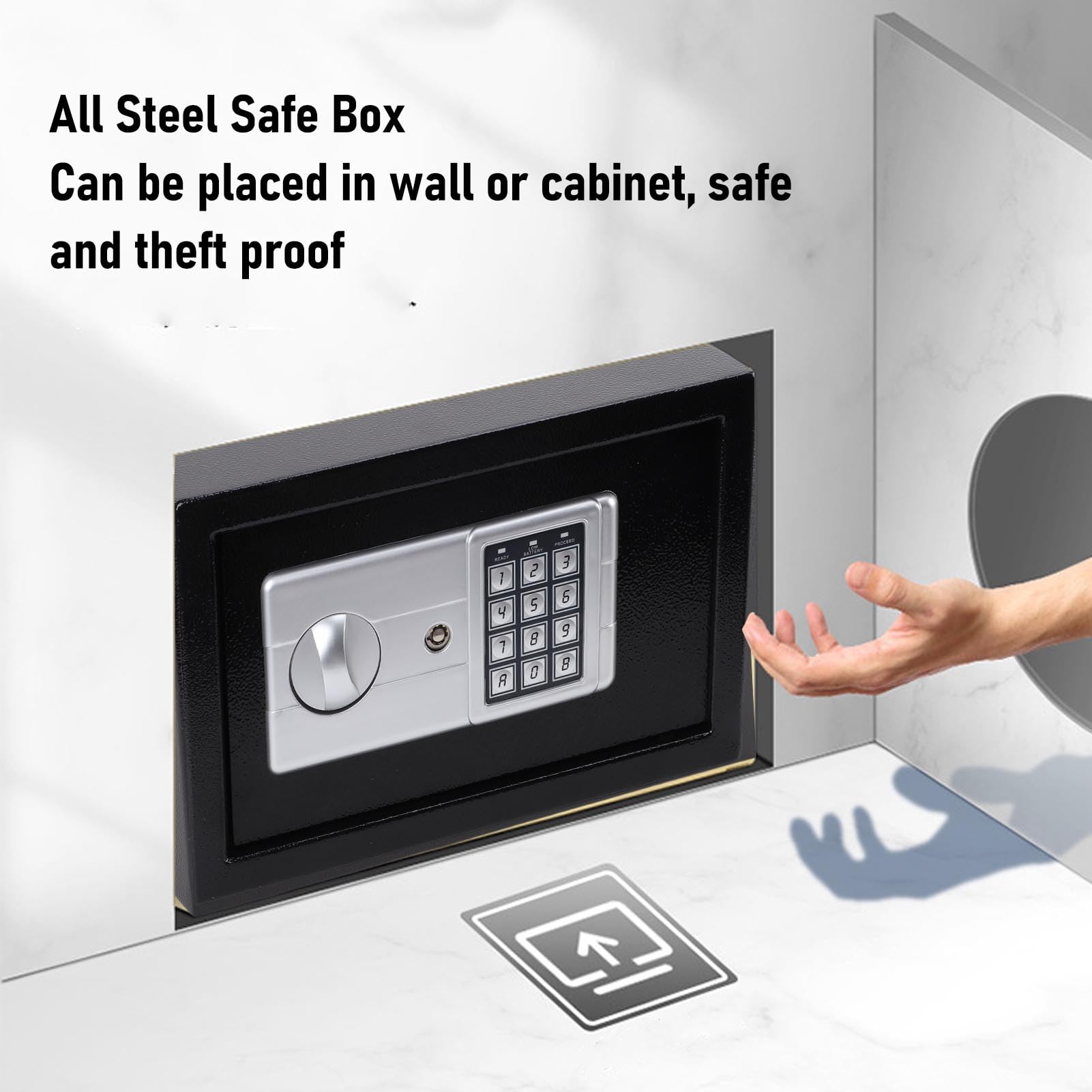 Luocute Cassaforte di Sicurezza Digitale, Piccola Cassaforte Elettronica in Acciaio Al Carbonio Spesso con Tastiera Programmabile e Chiavi di Ricambio, Cassetta degli Attrezzi Digitale