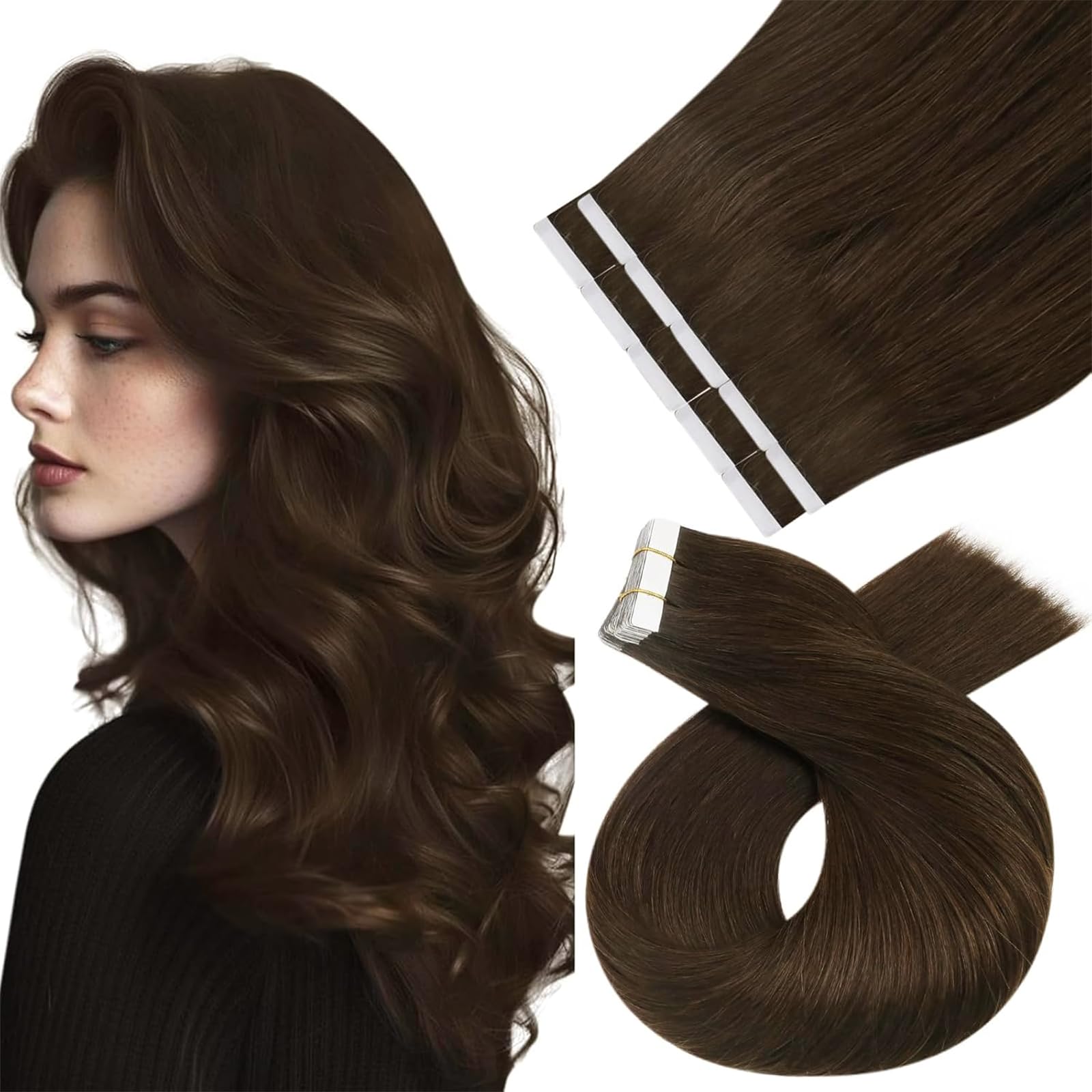 Moresoo Extensions Echthaar Tape in Unsichtbar Tape Extensions Echthaar
