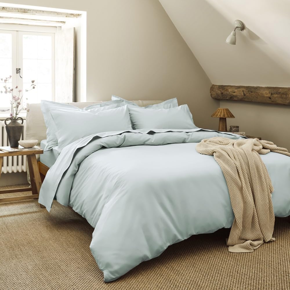 Christy 200TC Organic Double Duvet Cover Set | Duck Egg Green | 100% Certified Organic Cotton Bedding | Super Soft and Smooth Bed Linen โ image 1