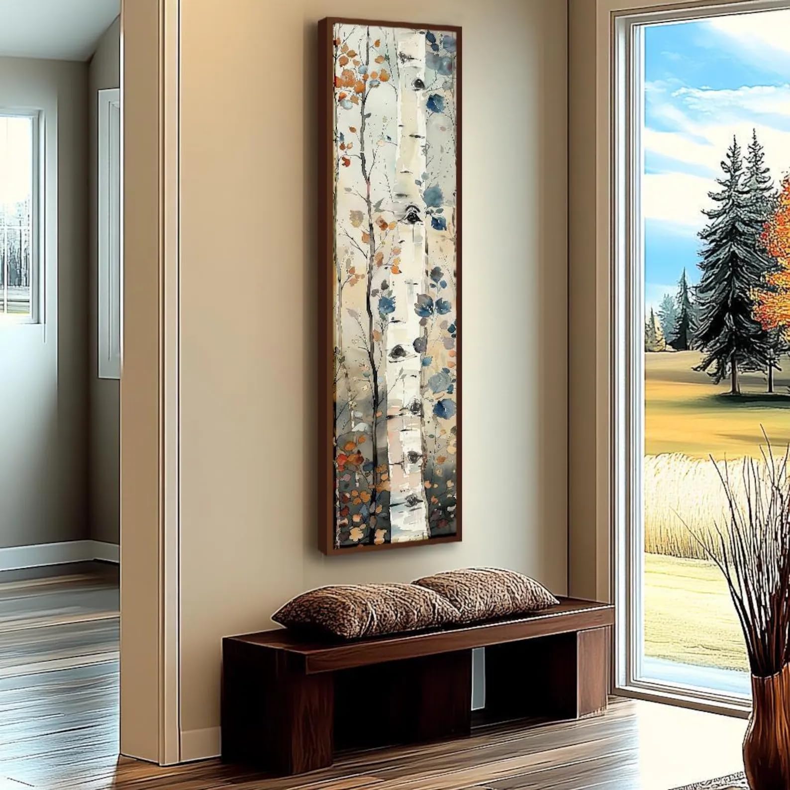 Xbtykpb Frameless Long Narrow Wall Art, Tall Narrow Wall Art, Tree Wall Art, Long Vertical Wall Art, Large Vertical Pictures, Canvas Art(30X90cm/Frameless)