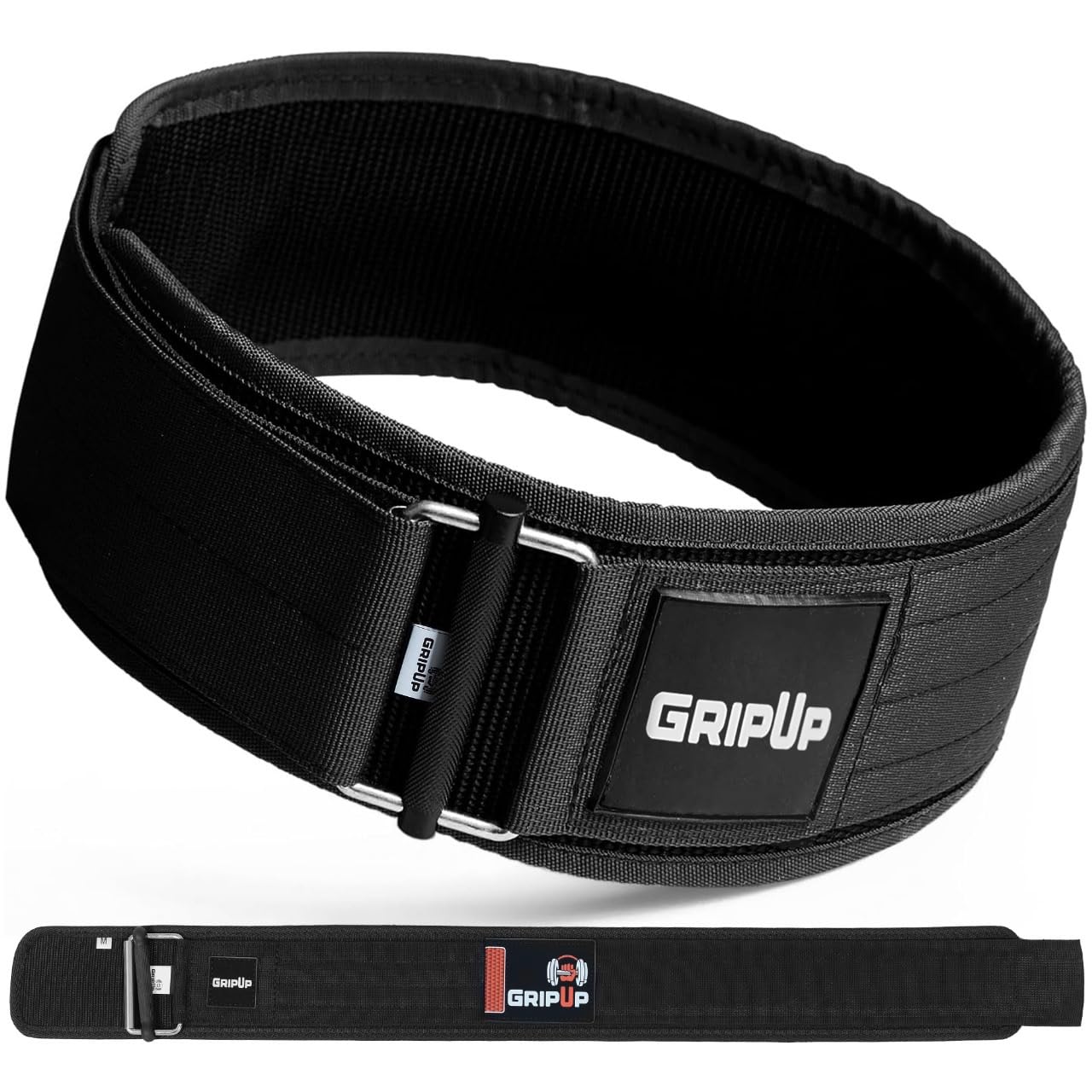 GripUp Weight lifting Belt AUTO LOCK 4” Premium Gym Belt Adjustable Buckle Olympic Cross Training Back Support Men & Women Fitness Powerlifting Bodybuilding Weightlifting Deadlift (Black, S)