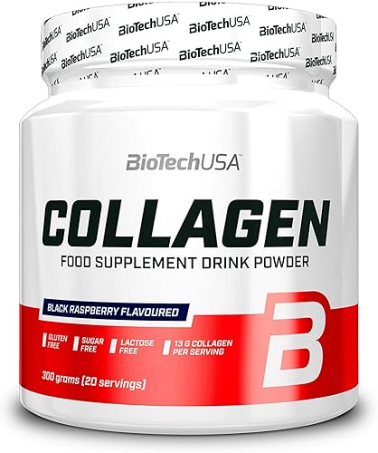 BIOTECH USA Colágeno en polvo 10.58 oz | Complemento alimenticio | Articulaciones y piel saludables | Fabricado en la UE | con ácido hialurónico