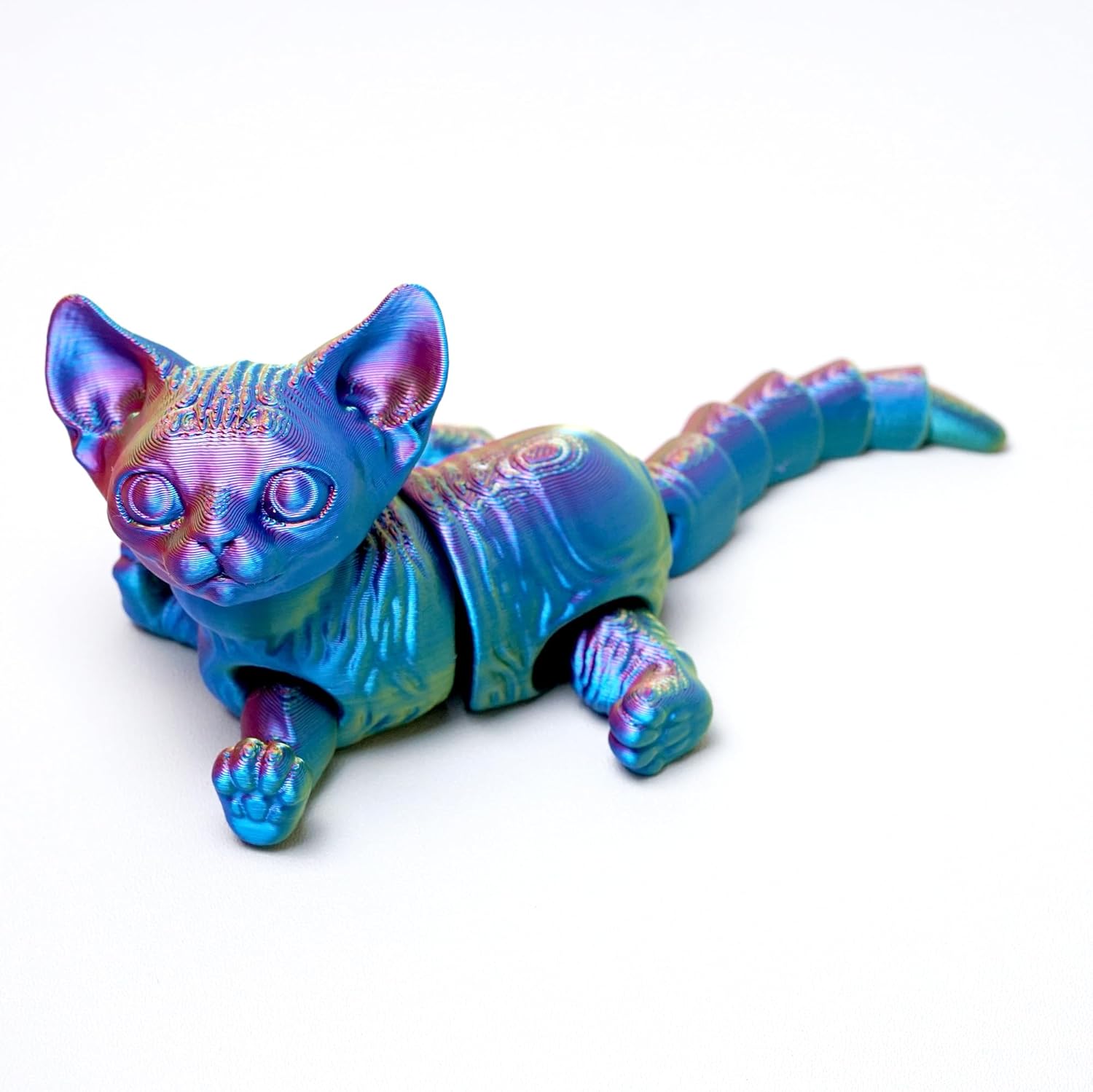 3D Printed cat Model,Flexible Realistic Articulated Animal Fidget Toys,Mystery Figurines Gifts for Easter,Executive Desk Funny Décor and Festival Collectible,Easter Basket Stuffers (RYB)