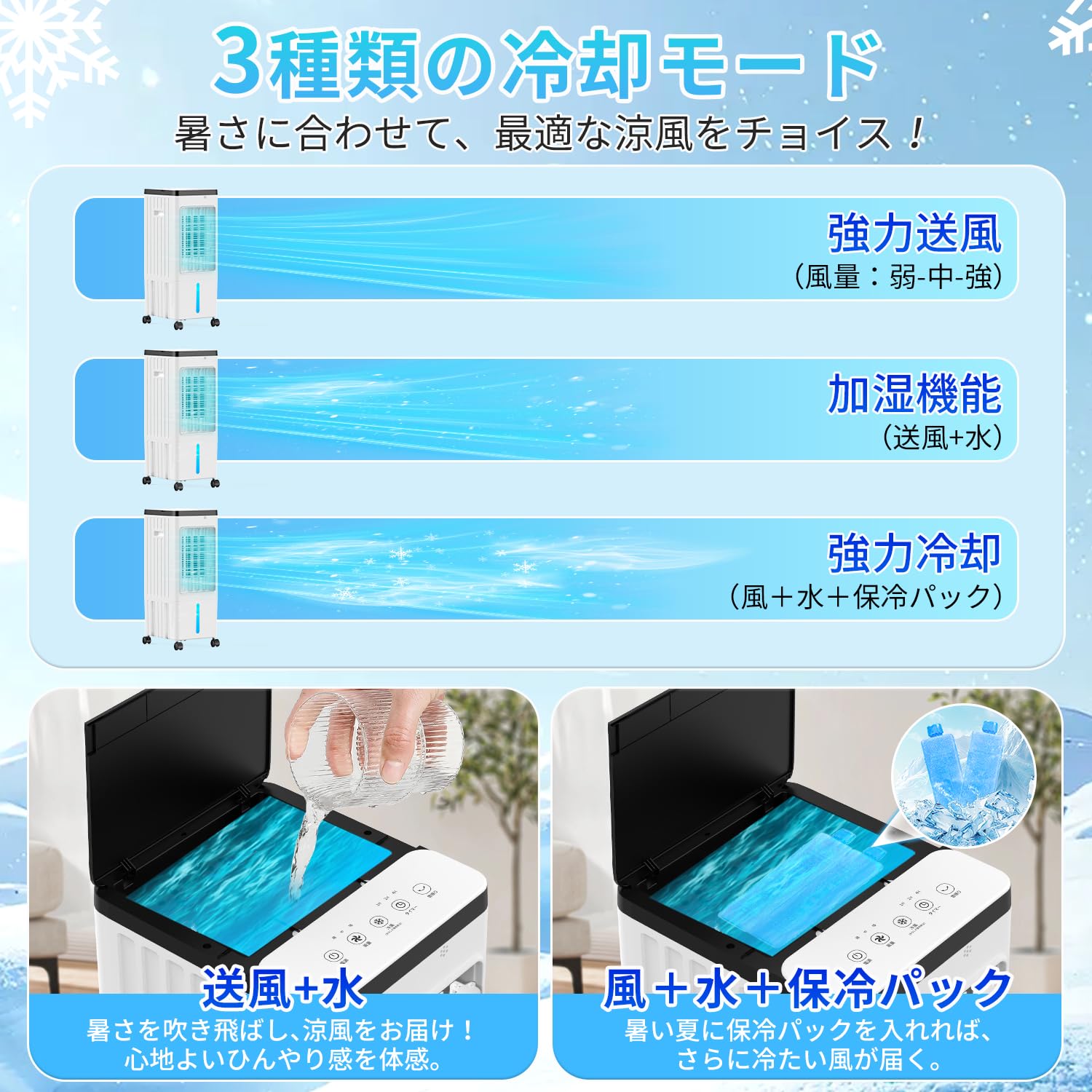 Amazon.co.jp: 冷風扇 冷風機 強力 人気 冷風扇風機 8L大容量 自動首