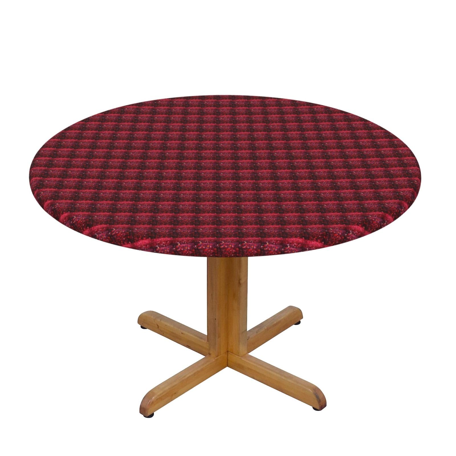 Nappe ronde imprimée cœur abstrait antitache pour cuisine et repas de fête