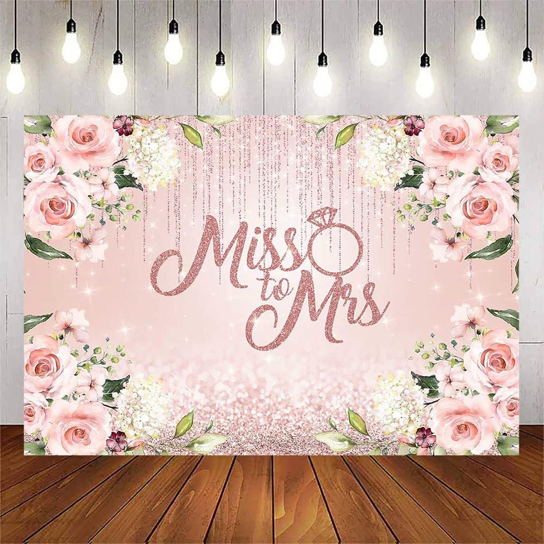 Avezano Rose Gold Miss to Mrs Photo Backdrop Bridal Shower Bachelorette Party Banner Glitter Wedding Bride to Be Engagement Photography Background (8x6ft)