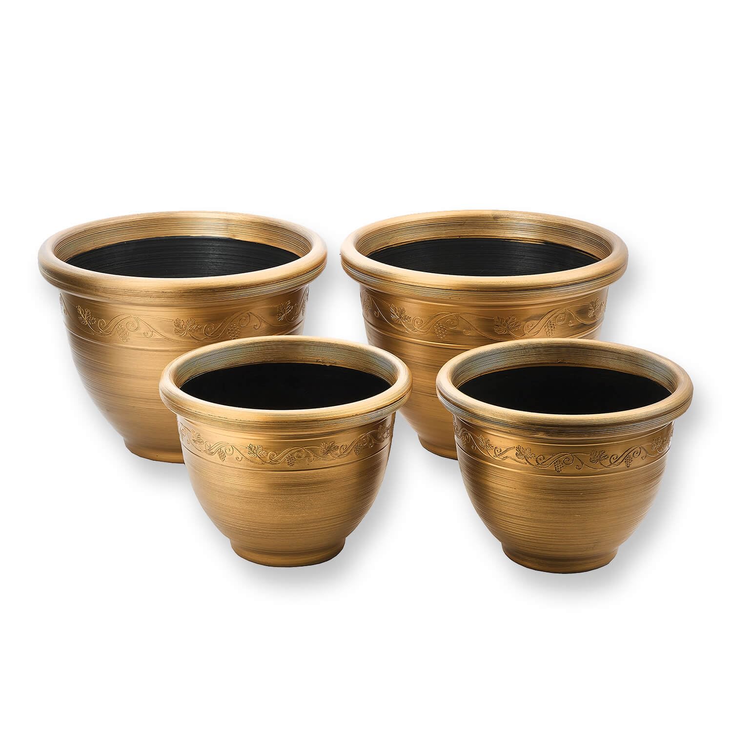 Gainsborough Bronze PlantersSet Of 4 Classical Design Plant PotsLightweight Weather Resistant Plastic Flower PotsDrainage Holes from B&Q