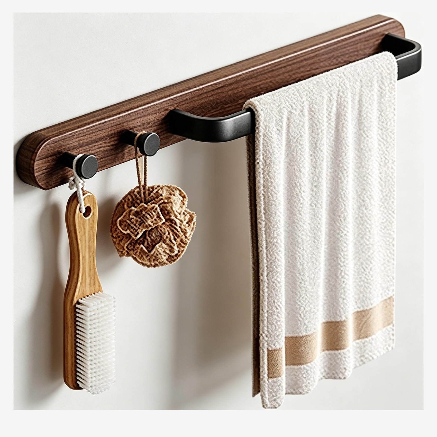 Barre porte-serviettes murale robuste anti-chute de 66cm pour linge humide de douche