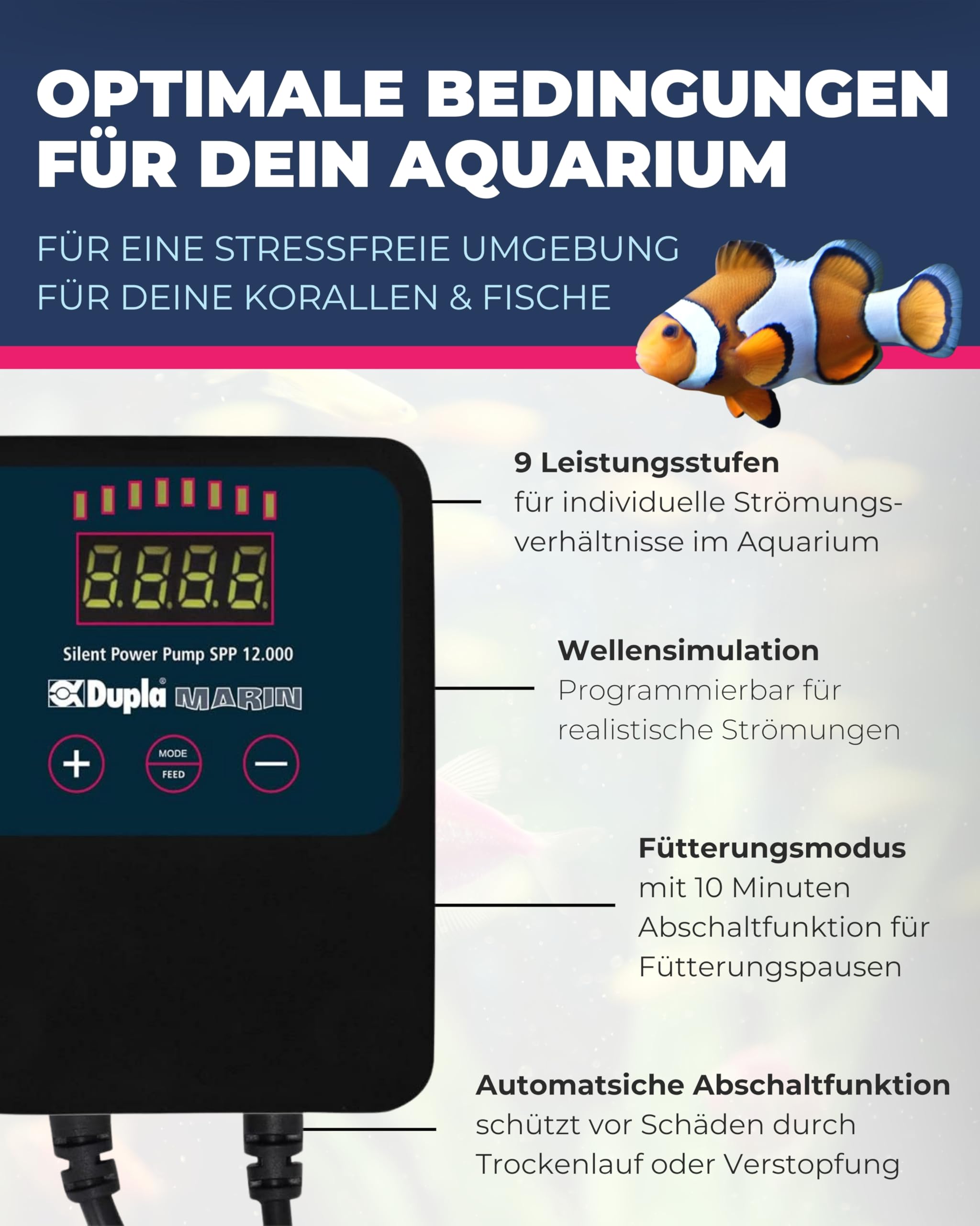 Dupla Marin Silent Power Pump I 12.000 l/h I Leistungsstarke Strömungspumpe für Aquarien I Leise & stromsparend I Optimale Zirkulation für Süß- & Meerwasser I Vielseitiges Aquarium Zubehör