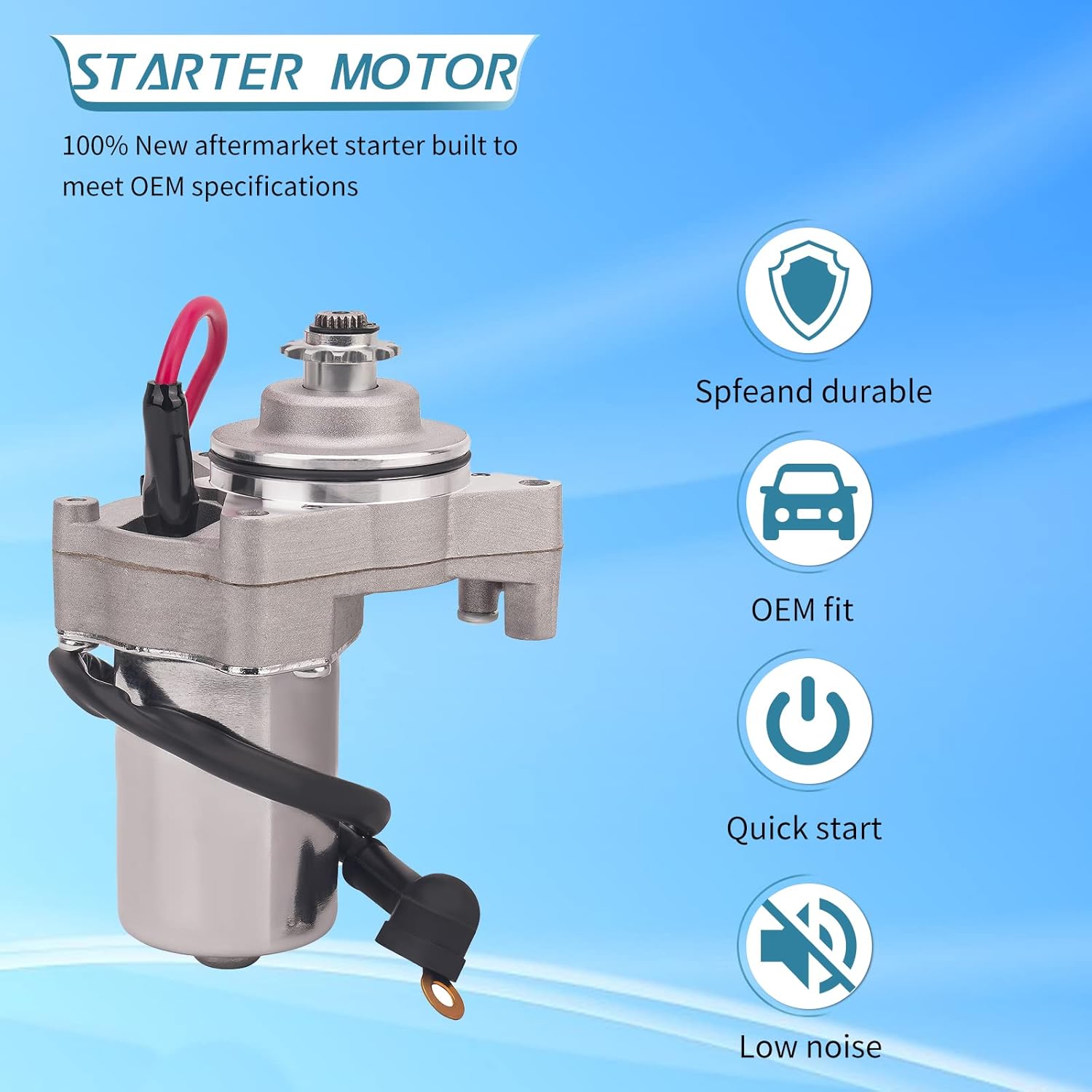 Starter Motor and Starter Solenoid Relay for Tao Tao 50cc 70 cc 90cc 125cc 110cc ATV Coolster 4 Wheeler Chinese Pit Dirt Bike 4 Wheelers Go Karts Dune Buggy Sandrail Quad SSR Roketa SunL