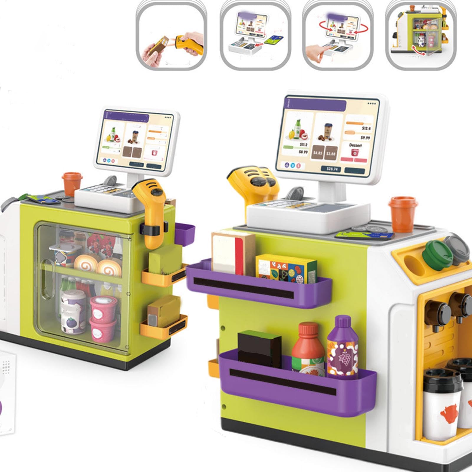 Juguetes de Registradora Set de Supermercado con Mostrador de Dibujos