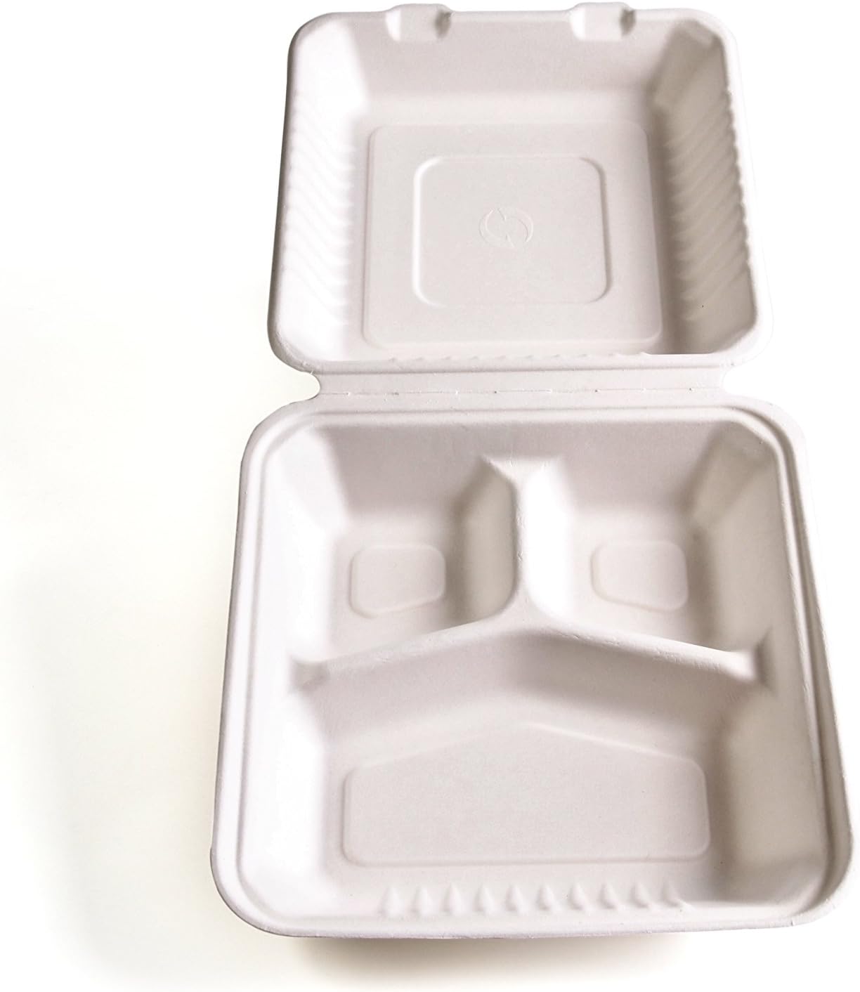 75 Count Green Wave 9"x9"x3" Clamshell Take Out Food Containers | 3 compartments food container |100% Compostable To Go Containers | Hinged Disposable food container with lids | Eco Friendly Product.: Industrial & Scientific