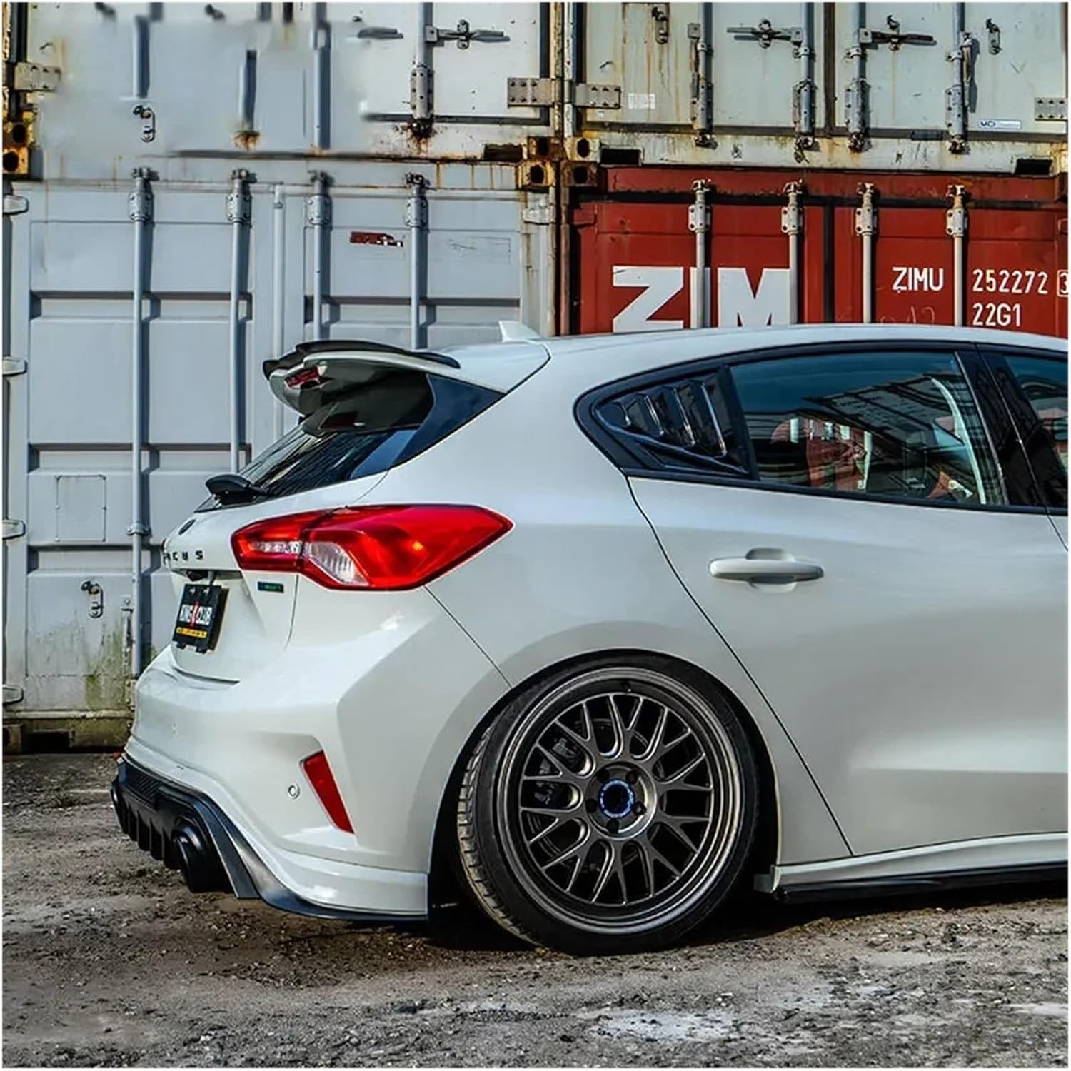 Compatible With Ford Focus ST-LINE MK4 2019-2022 Hatchback Side Shutter Cover Trim Accessories Car Tail Triangle Louver Tuyere Louvers(Grey C)