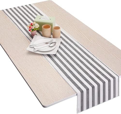 Miniatura 2 de rockcloud Camino de mesa a rayas de algodón y lino, decoración para boda, baby shower, cumpleaños, vacaciones, fiesta, evento y fiesta de